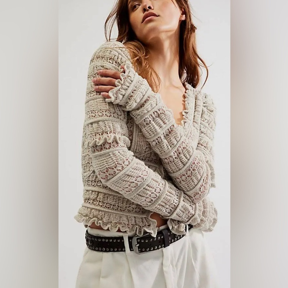Free People Wild Roses Cardi in Grey Size XS NWT - Picture 9 of 9